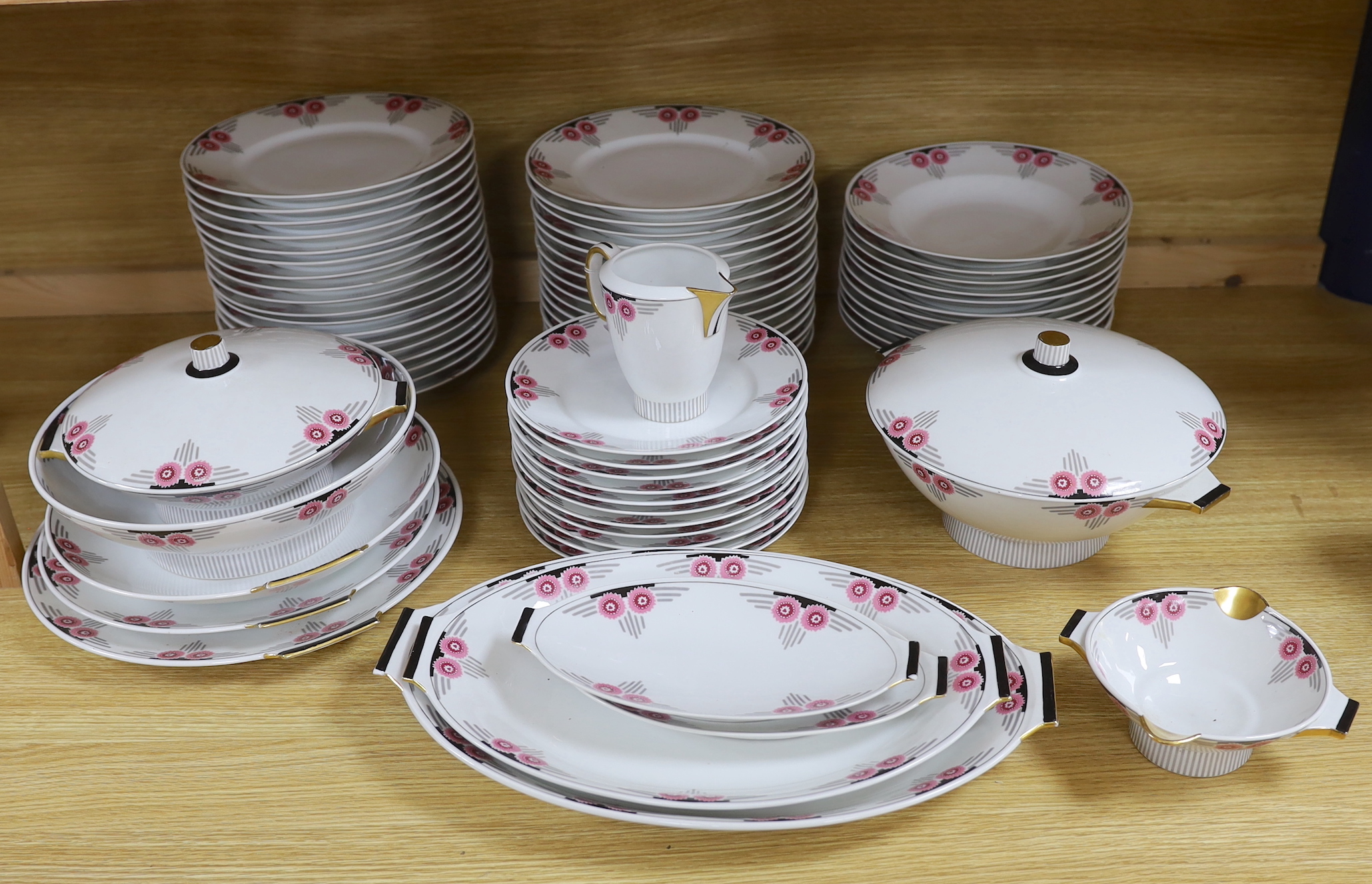 A comprehensive Art Deco Limoges, porcelain part dinner service